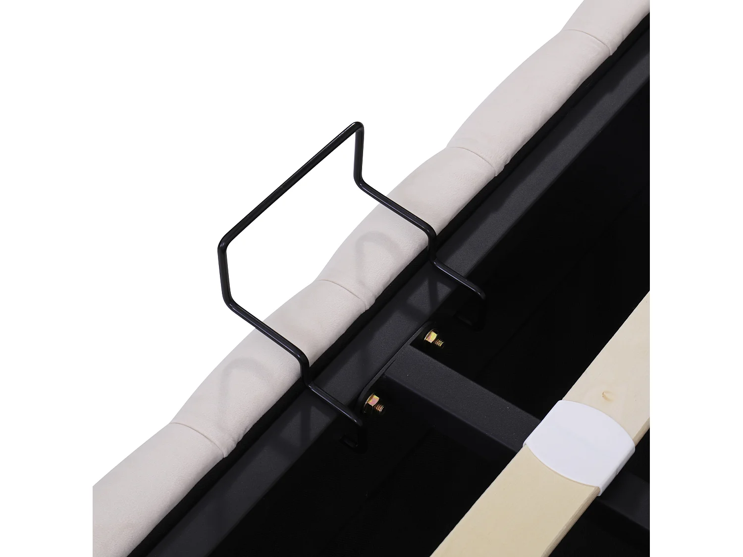 Lit coffre 140x200cm en velours avec sommier à lattes - Beige