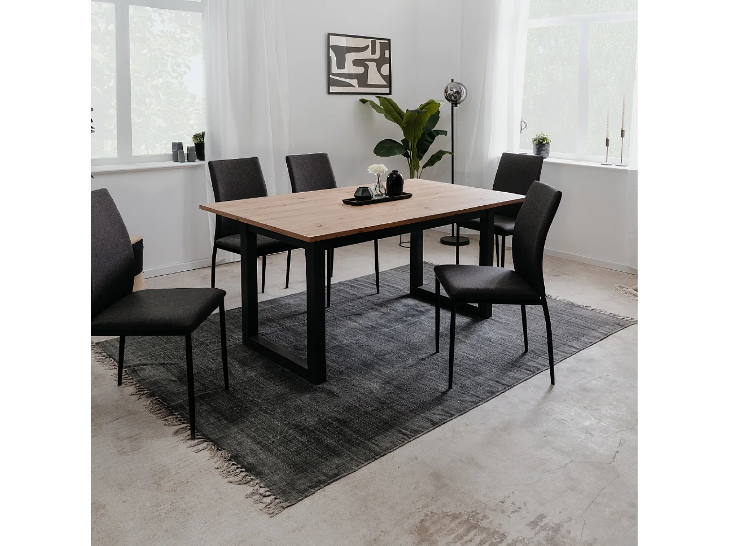 Table à manger industrielle en bois extensible 10 personnes KOTOR