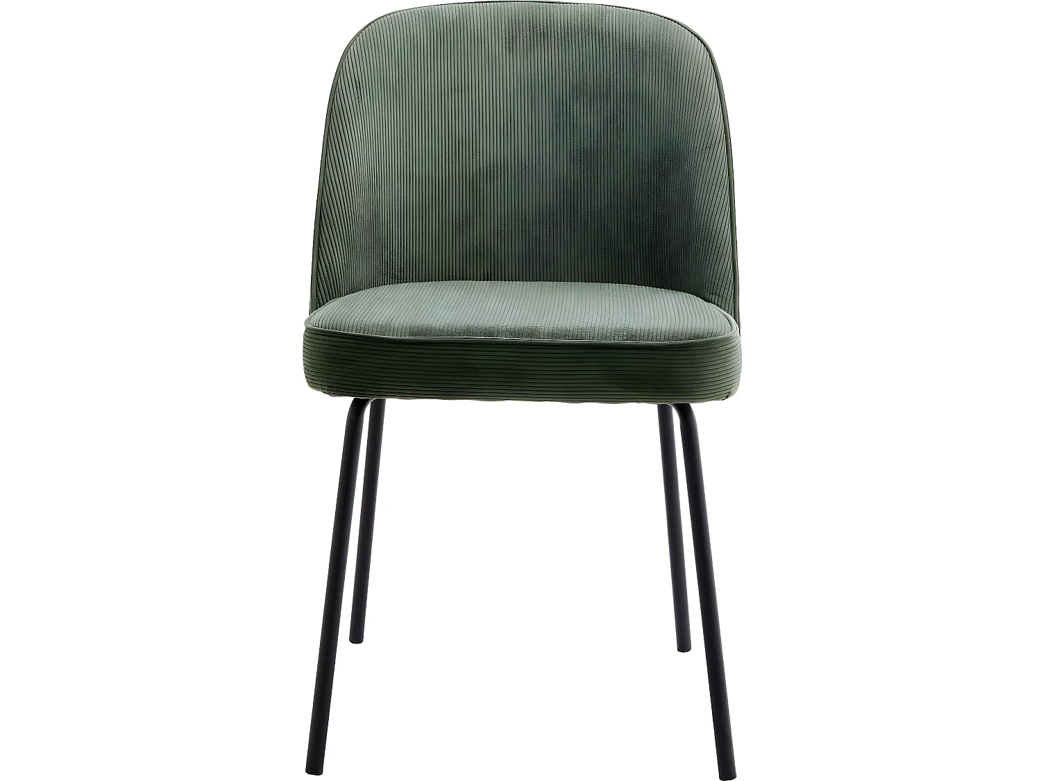 Lot de 2 chaises de salle à manger en velours côtelé vert, piètement noir - Olden