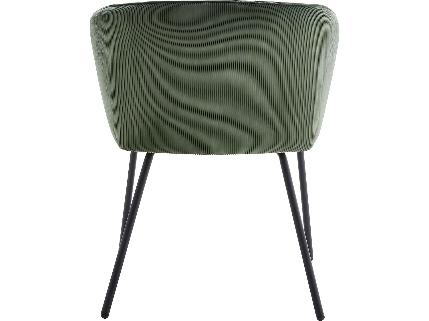 Lot de 2 fauteuils de table en velours côtelé vert, piètement noir - Swann