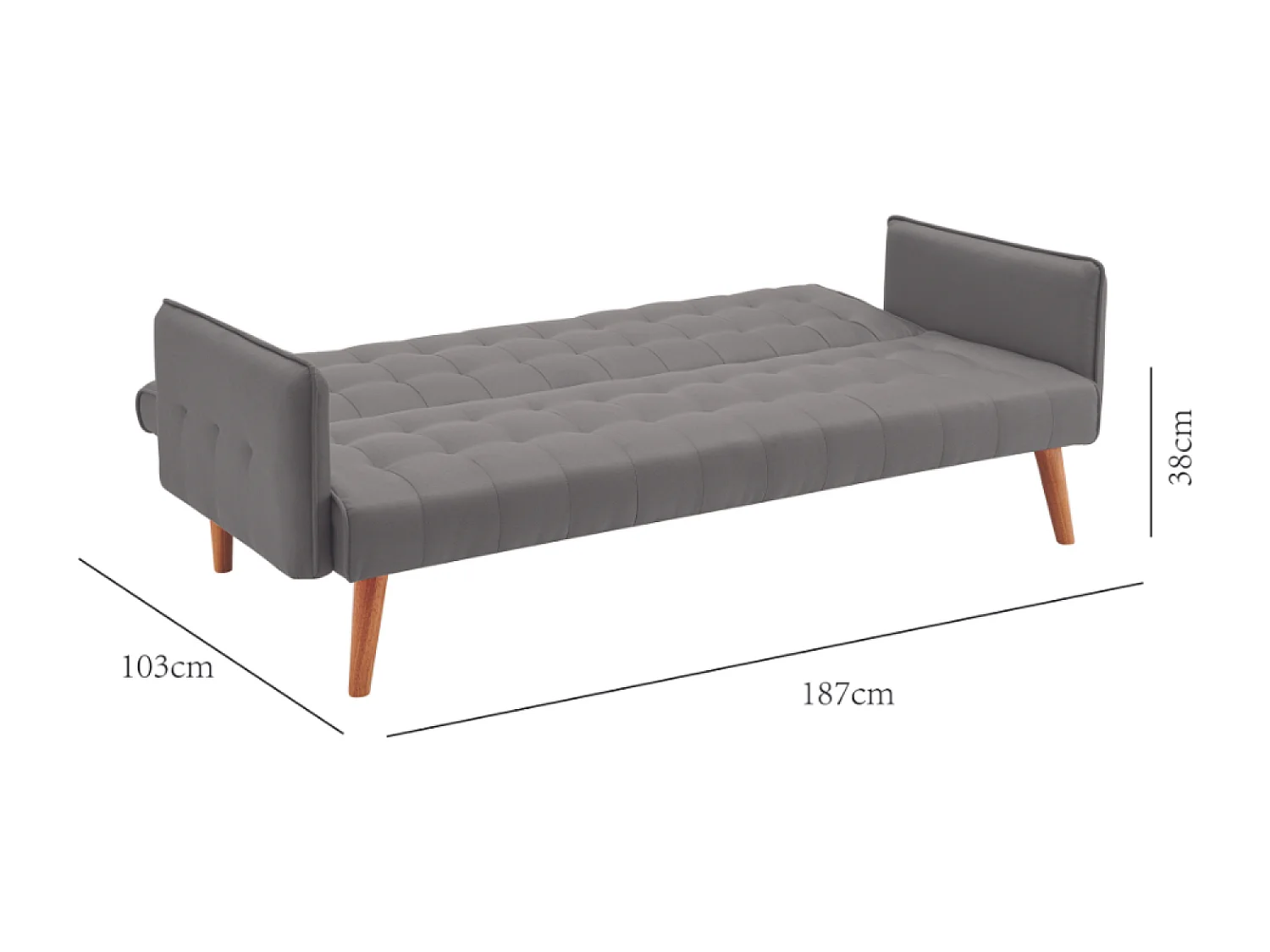 Canapé convertible scandinave 3 places en tissu gris SVEG