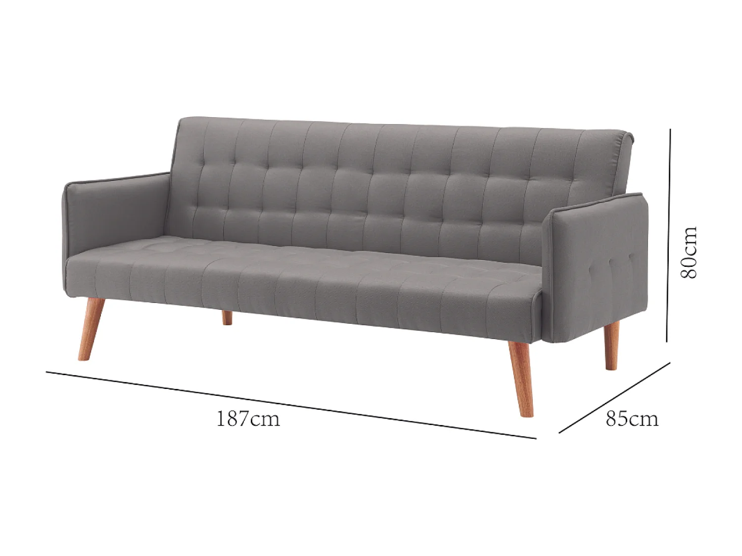 Sofá-Cama Conversível Escandinavo de 3 Lugares em Tecido Cinza SVEG - Design Moderno e Prático