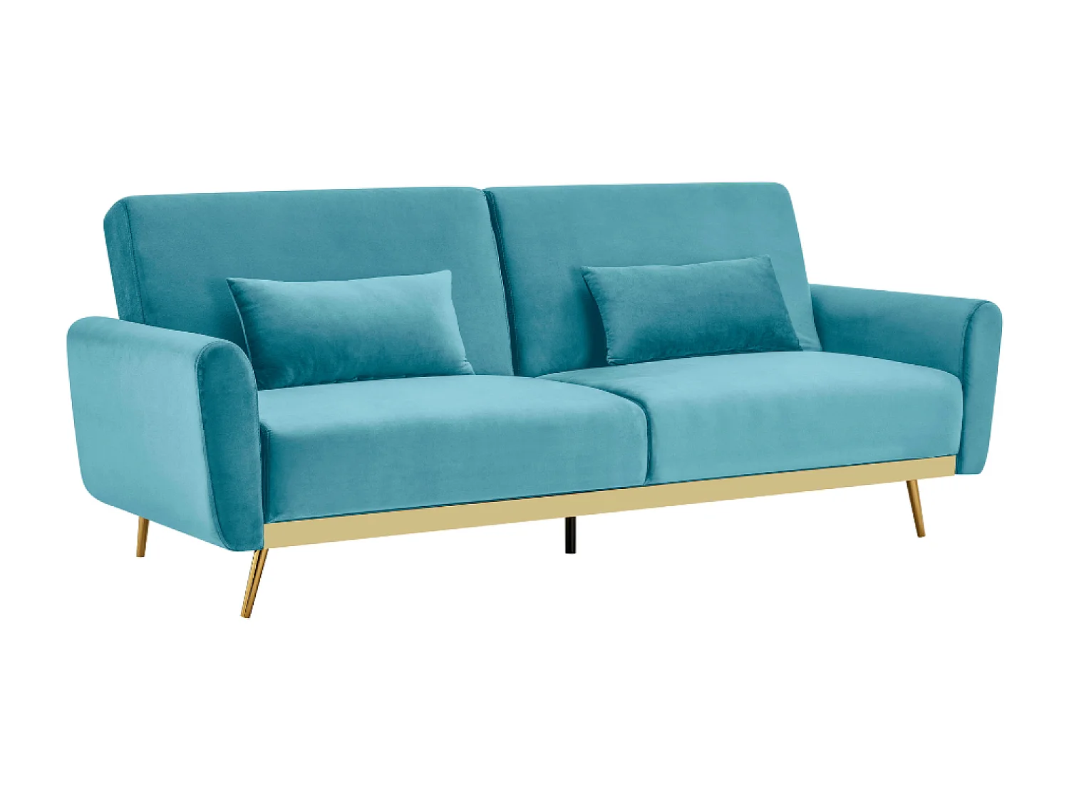 Divano letto trasformabile a 3 posti in velluto blu CYANO