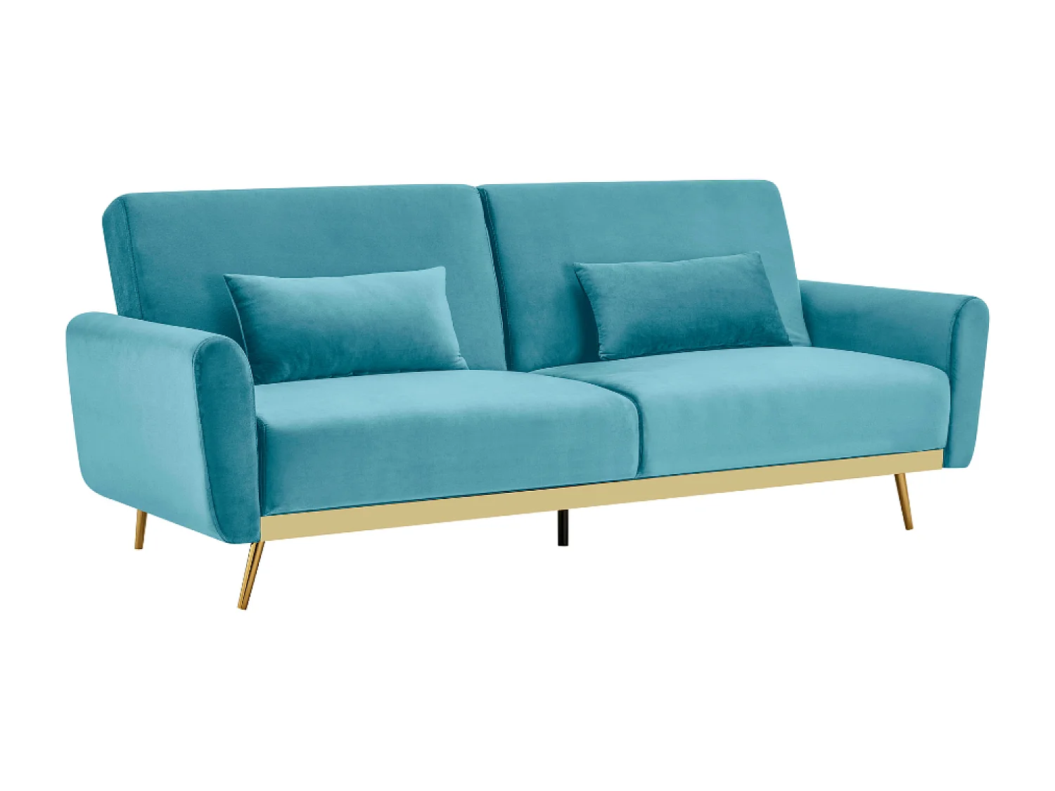 Canapé convertible 3 places en velours bleu CYANO