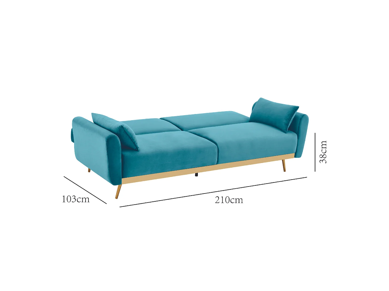 Canapé convertible 3 places en velours bleu CYANO