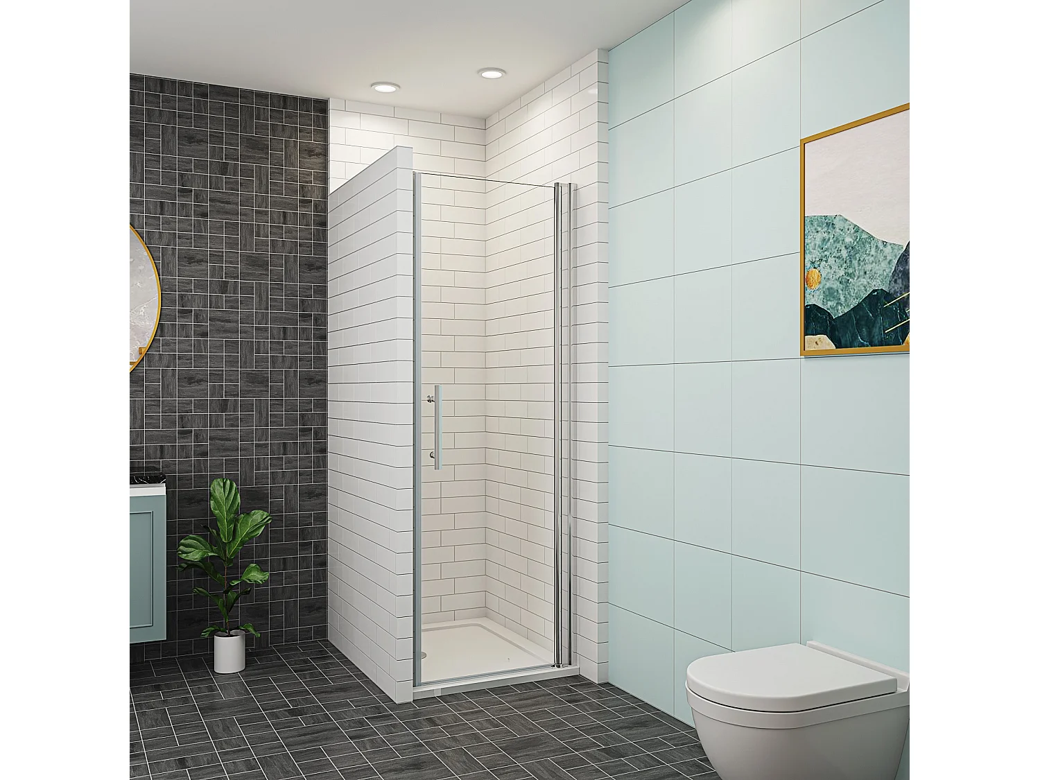 AICA porte de douche 80x187cm en verre anticalcaire et clair