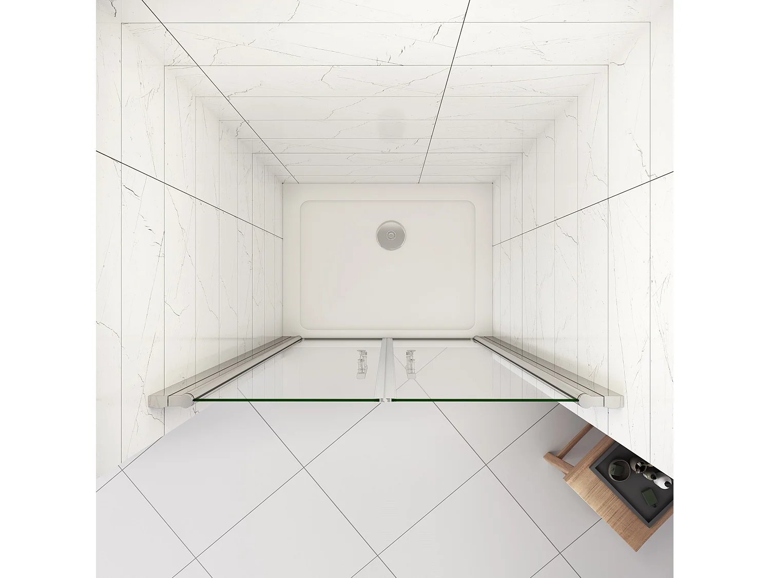 AICA porte de douche 95x197cm avec pivotante à 180° en verre sécurit clair anticalcaire