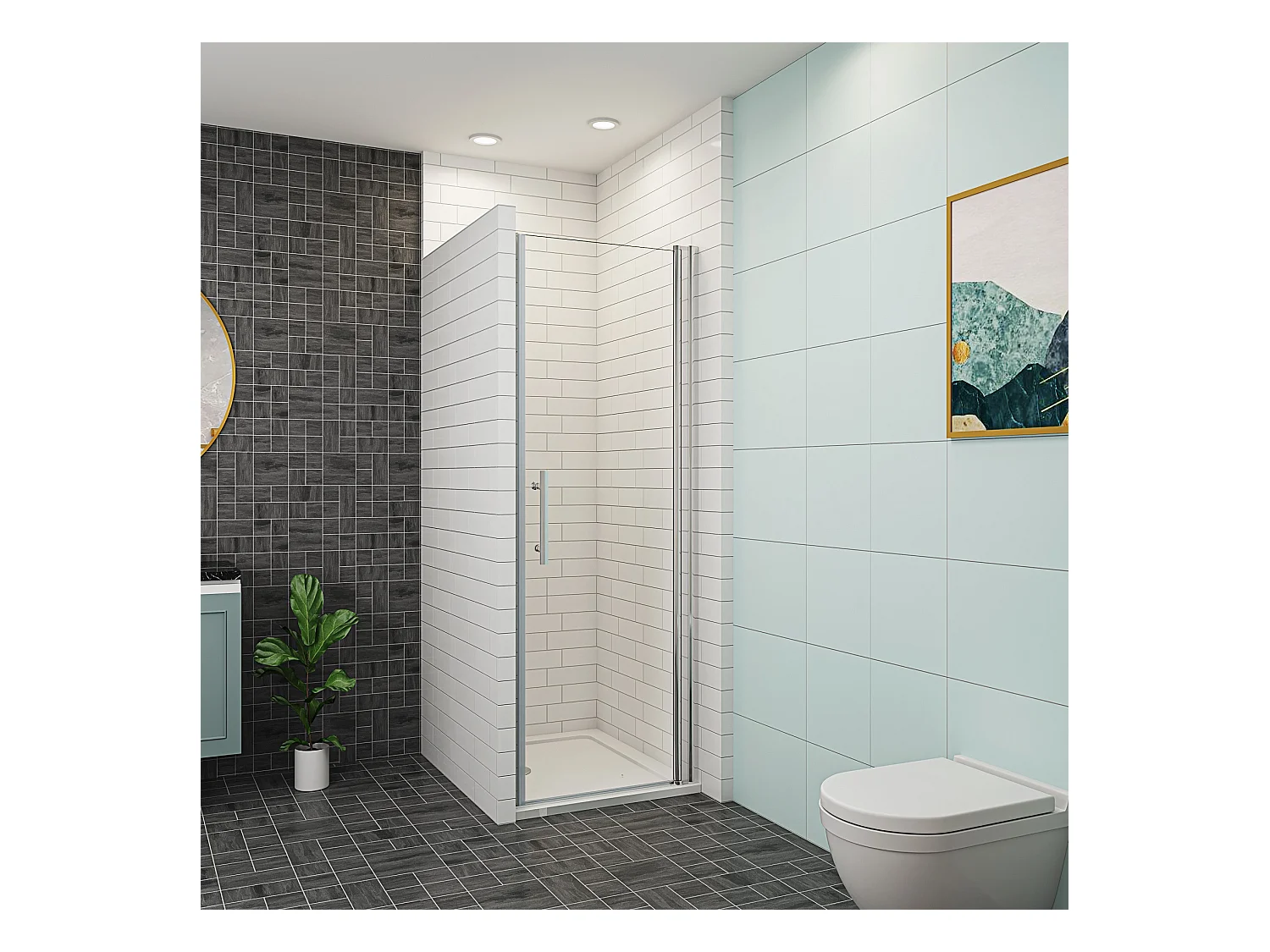 AICA porte de douche 80x197cm en verre anticalcaire et clair