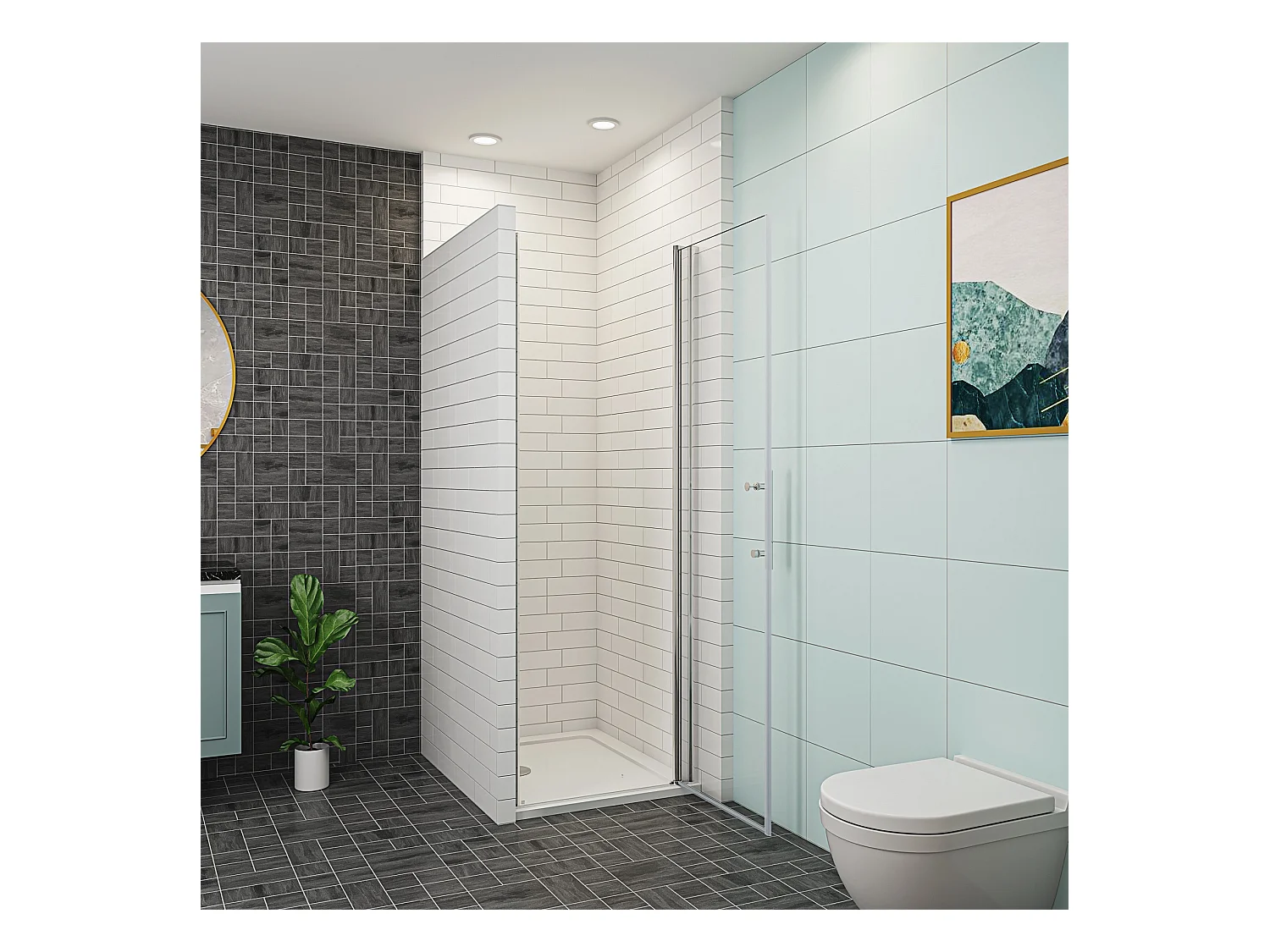 AICA porte de douche 70x187cm en verre anticalcaire et clair