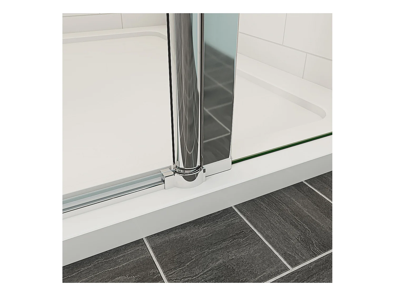 AICA porte de douche 90x187cm avec 1 élément fixe en 6mm verre anticalcaire