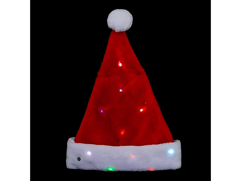 Chapeau de Noël Adulte "Led" 41cm Rouge