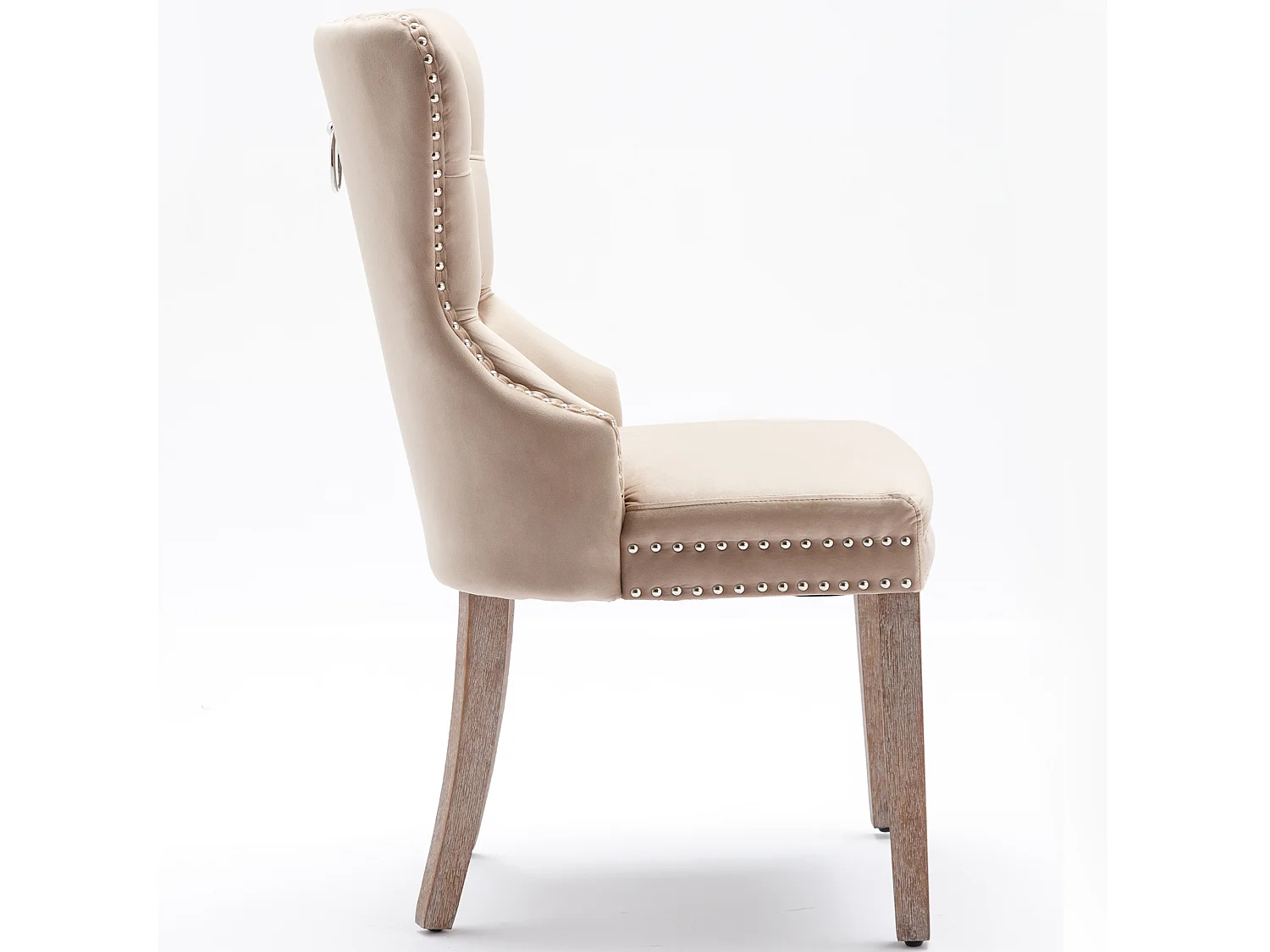 Lot de 6 chaises de salle à manger - chaises de salon avec dossier - assise en velours et pièds en bois massif - beige