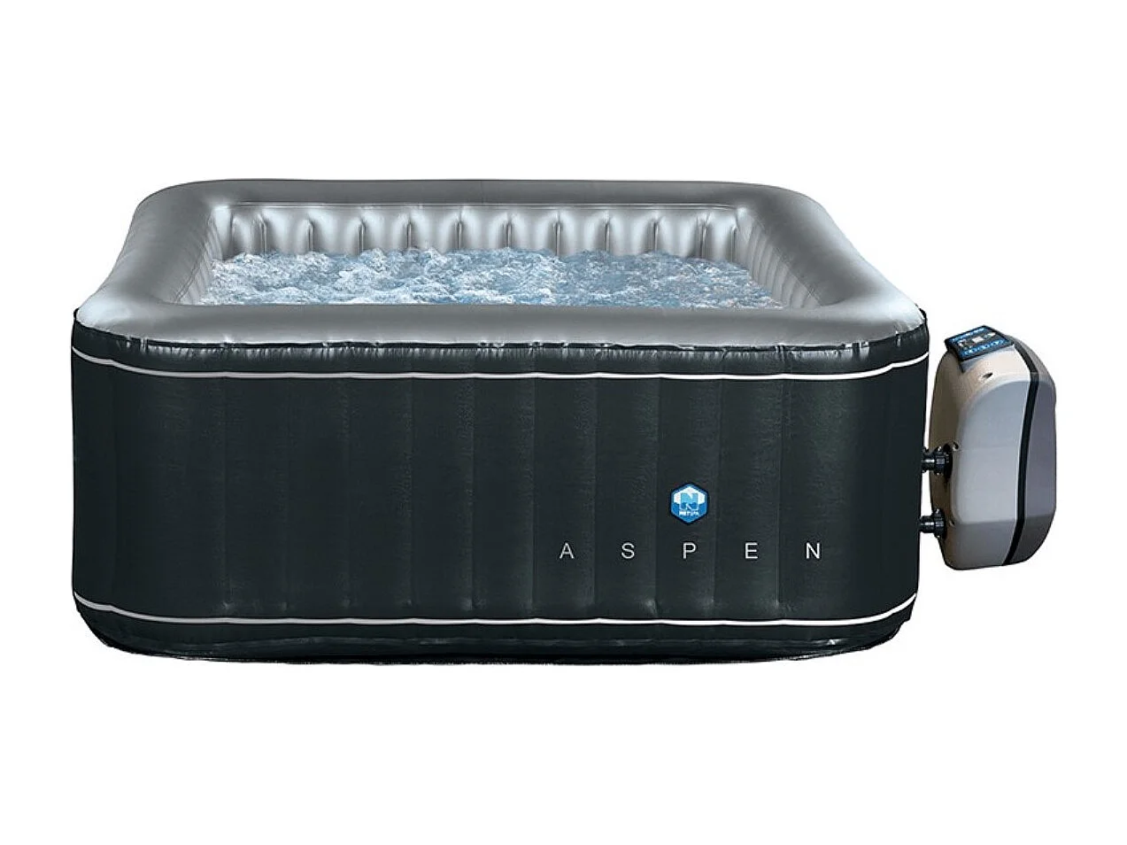 Pack Spa gonflable Netspa carré Aspen 168x168x70cm - Triple fonction : Chauffage, Filtration, Massage -  Vol 700L