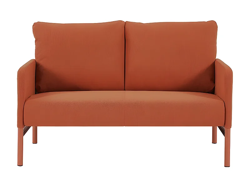 Canapé droit fixe tissu terracotta 2 places