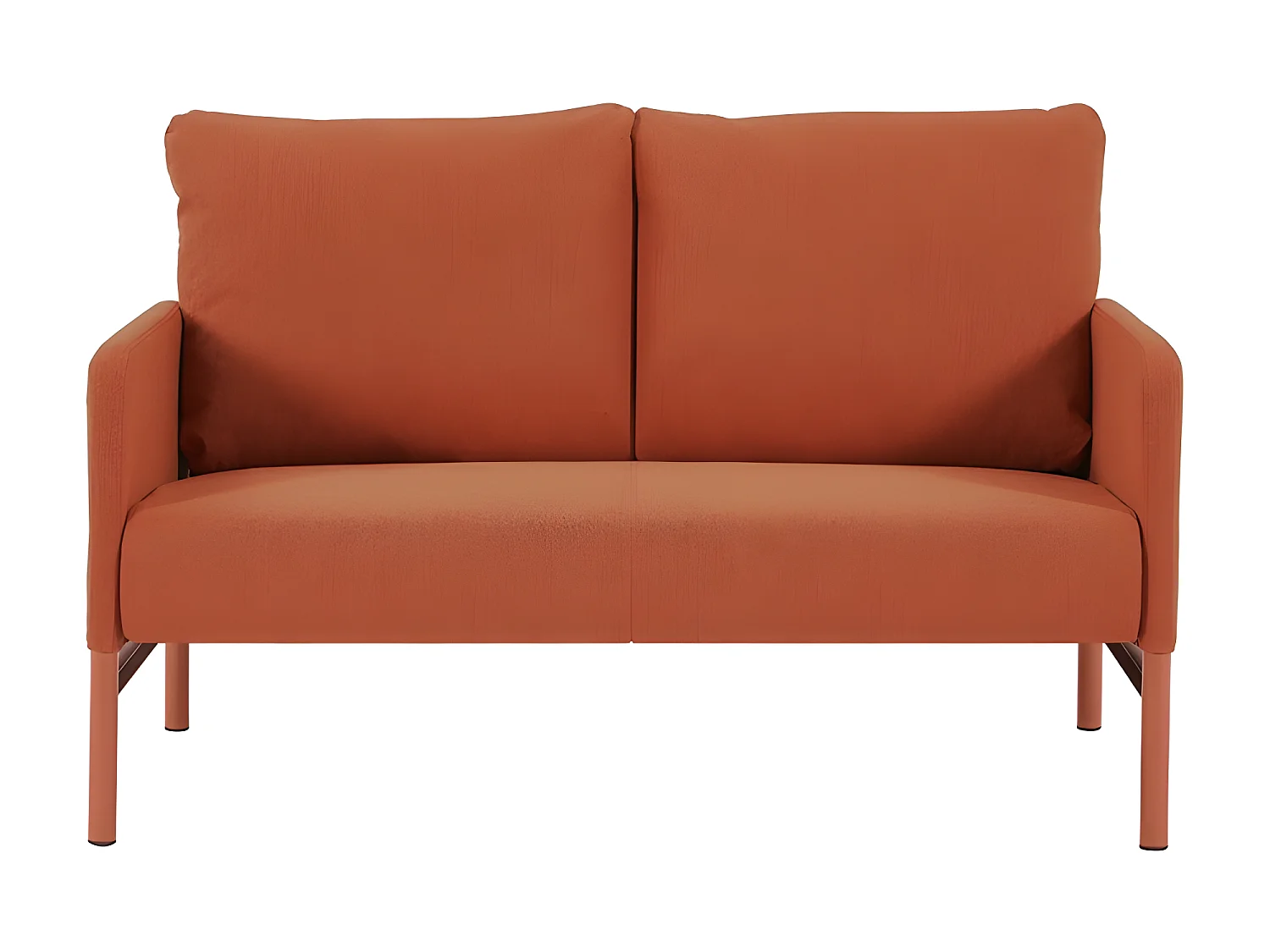 Canapé droit fixe tissu terracotta 2 places