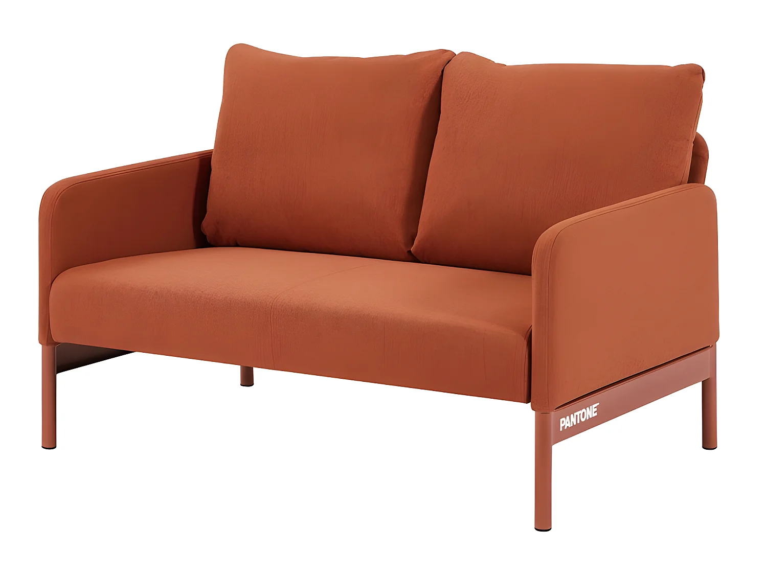 Canapé droit fixe tissu terracotta 2 places