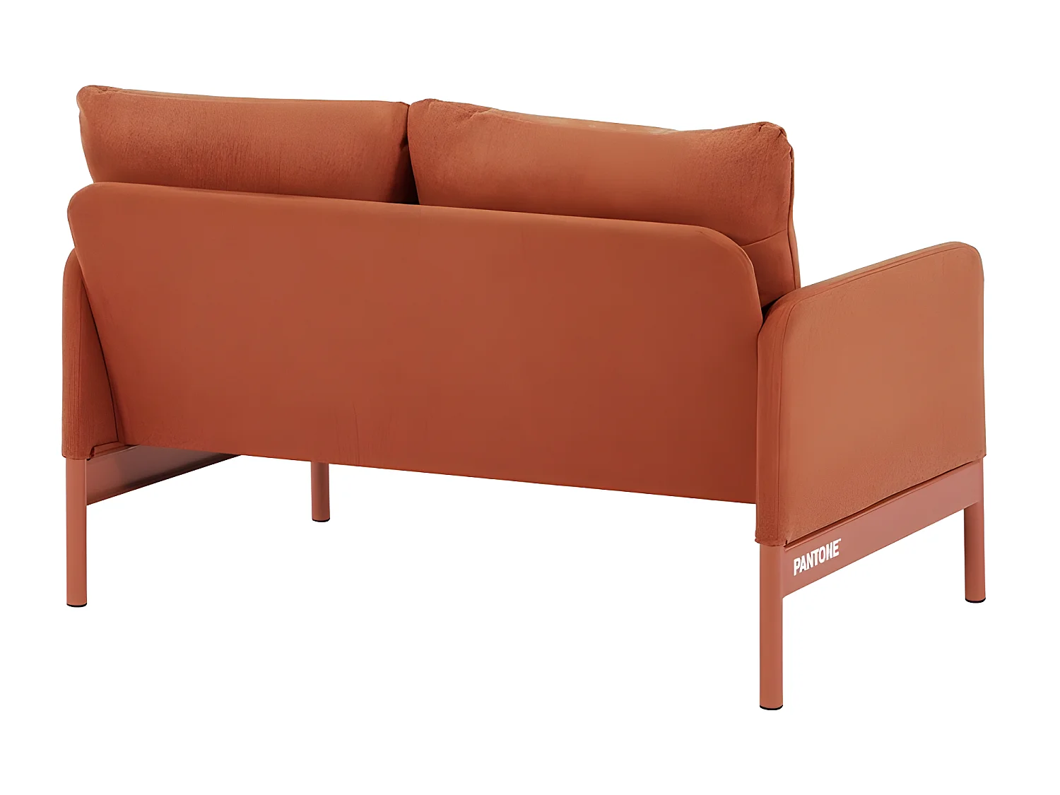 Canapé droit fixe tissu terracotta 2 places