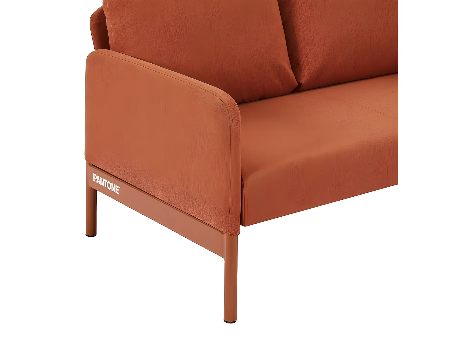 Canapé droit fixe tissu terracotta 2 places