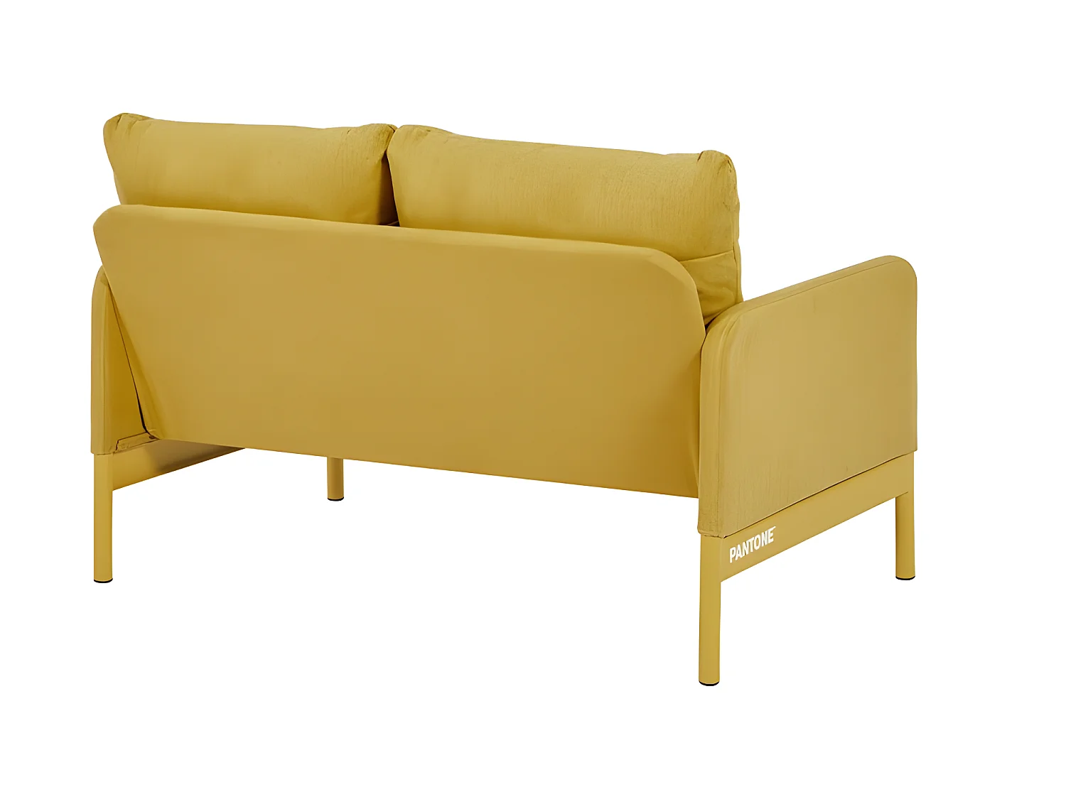 Canapé droit fixe tissu jaune moutarde 2 places