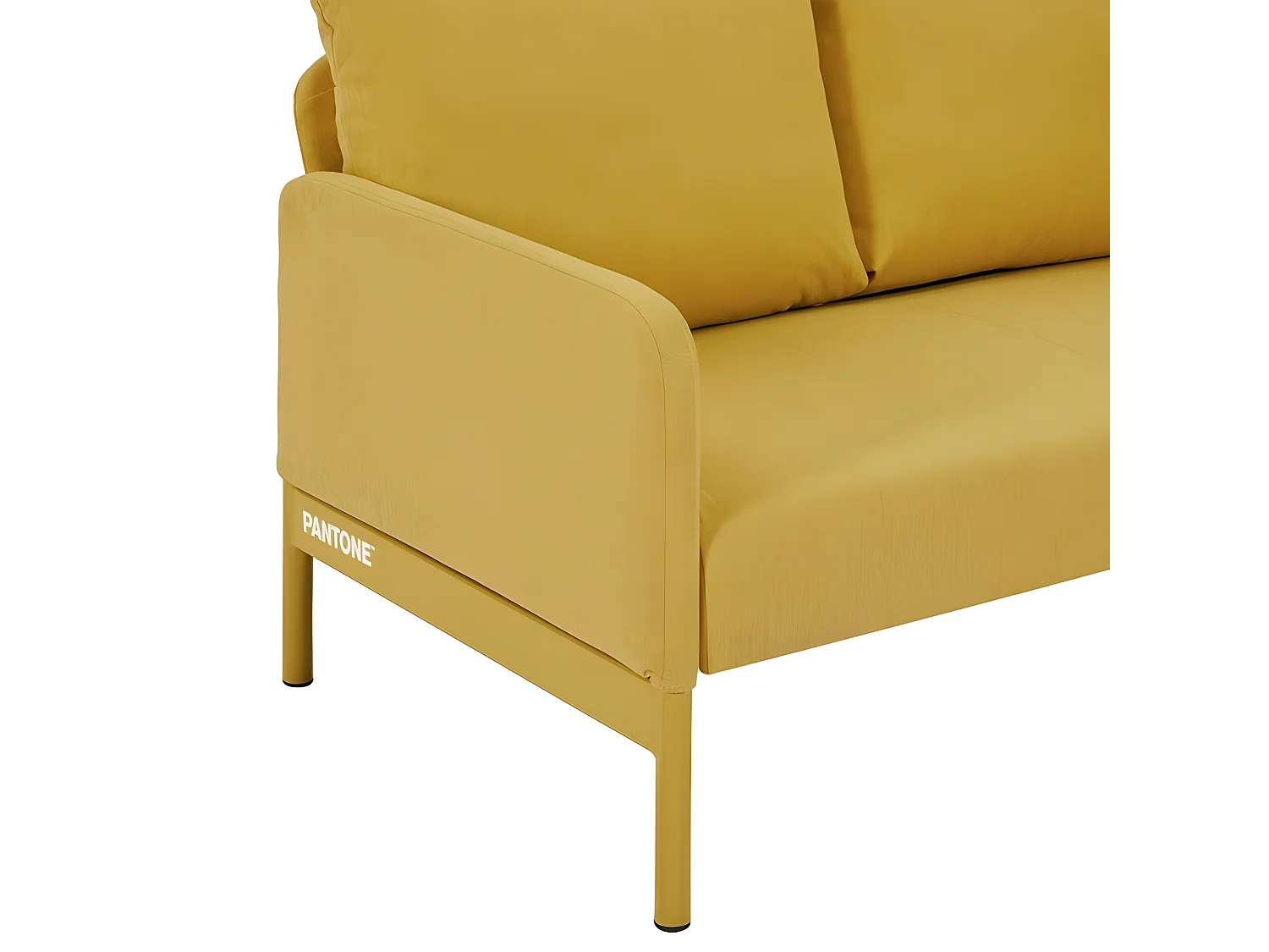 Canapé droit fixe tissu jaune moutarde 2 places