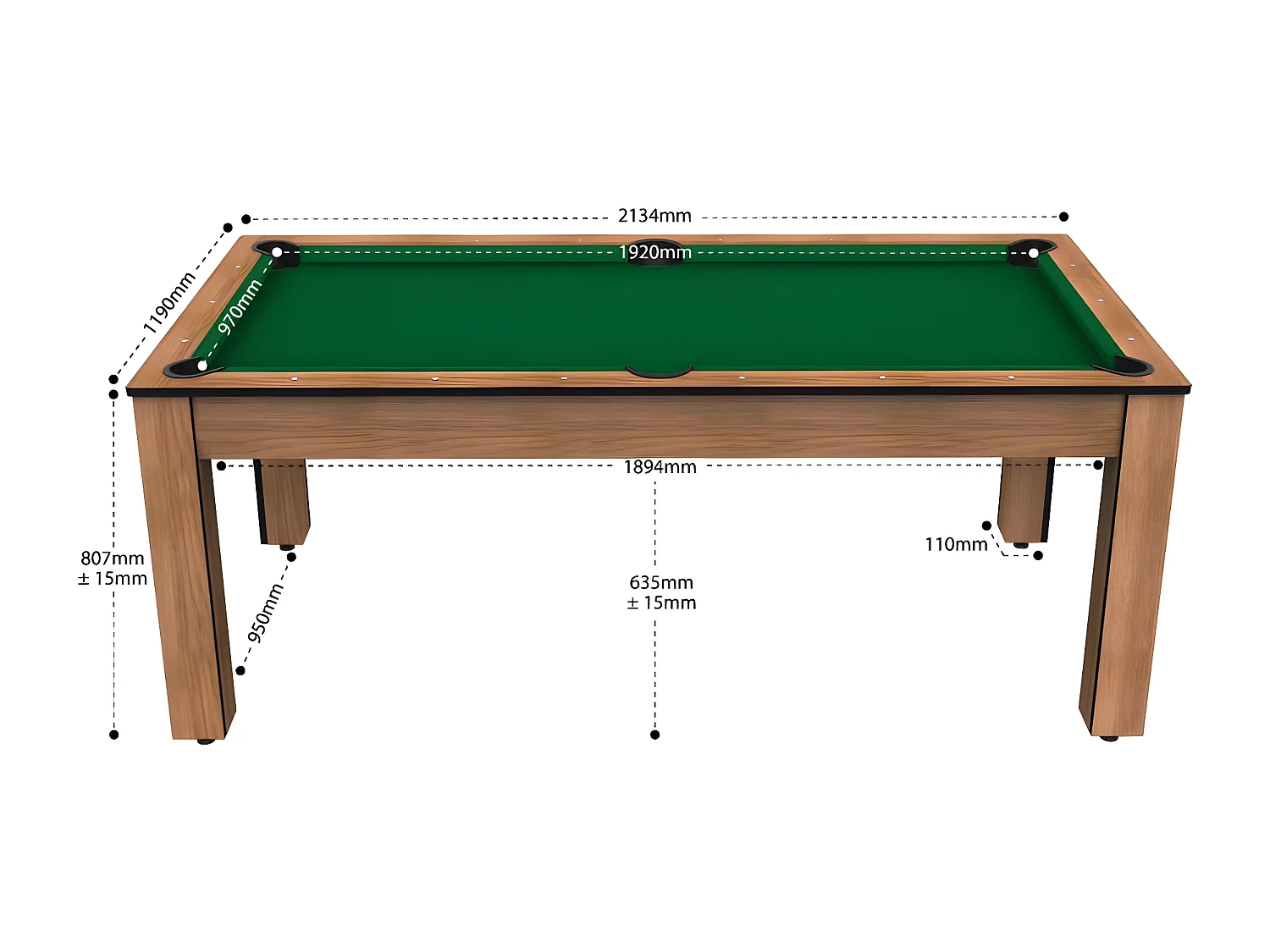 Billard convertible table 8 personnes Arizona + plateau dinatoire