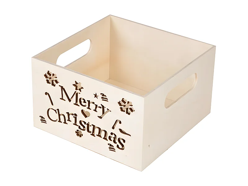 Caisse à Customiser "Merry Christmas" 15cm Naturel