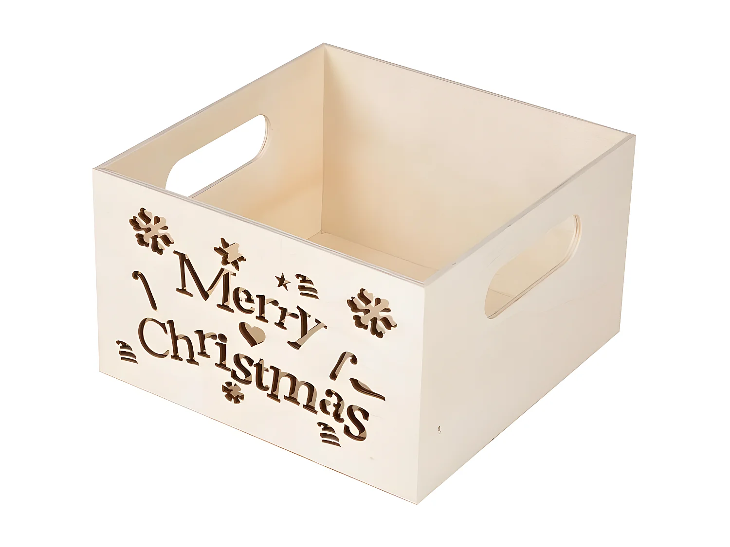 Caisse à Customiser "Merry Christmas" 15cm Naturel