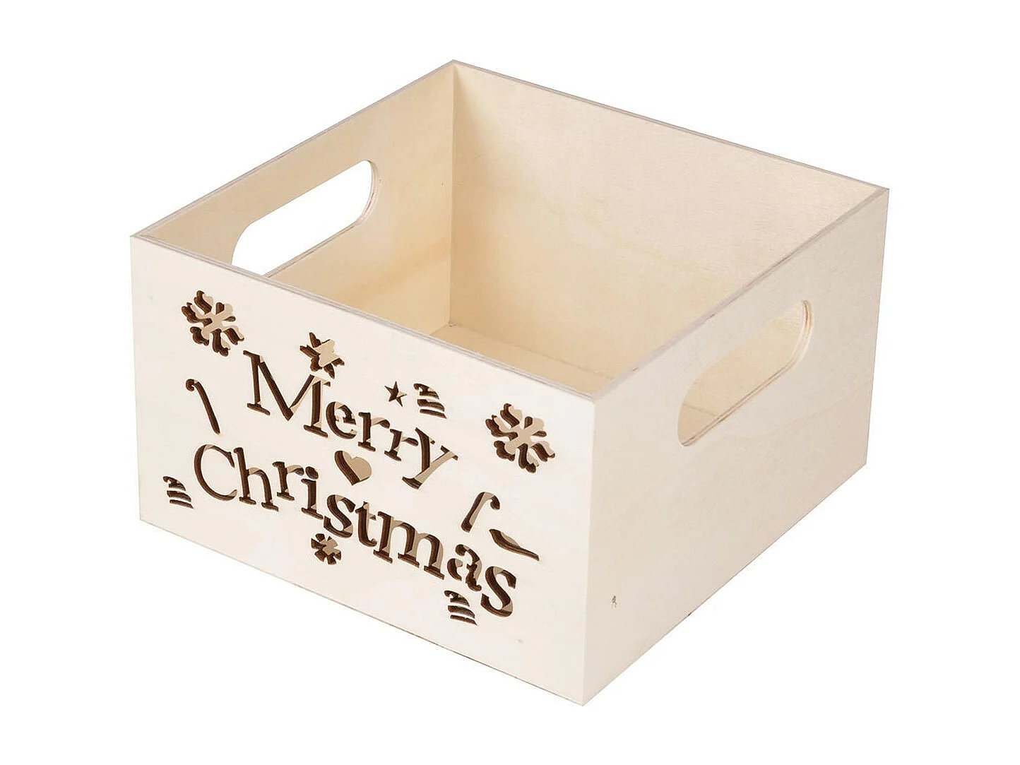 Caisse à Customiser "Merry Christmas" 15cm Naturel