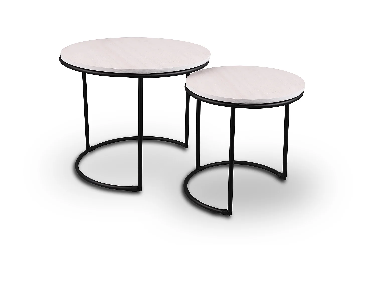 Doreen - Lot de 2 tables d'appoint - Blanc/Naturel - 43x43x39cm et 35x35x34cm