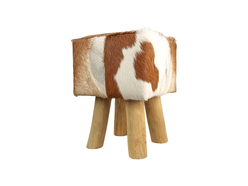 Pouf en peau de chèvre carré - Naturel 33*33*45