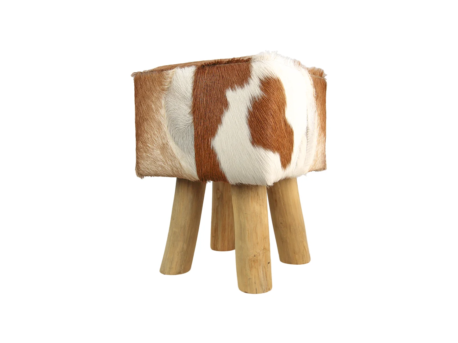 Pouf en peau de chèvre carré - Naturel 33*33*45