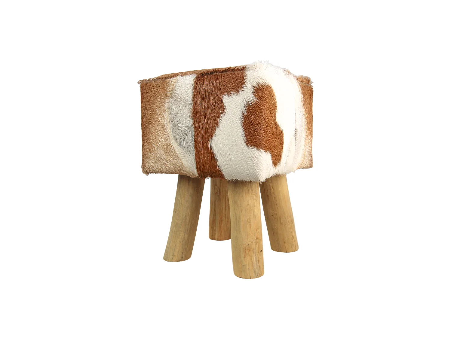 Pouf en peau de chèvre carré - Naturel 33*33*45