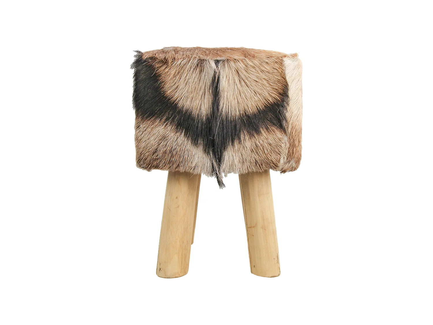 Pouf en peau de chèvre carré - Naturel 33*33*45