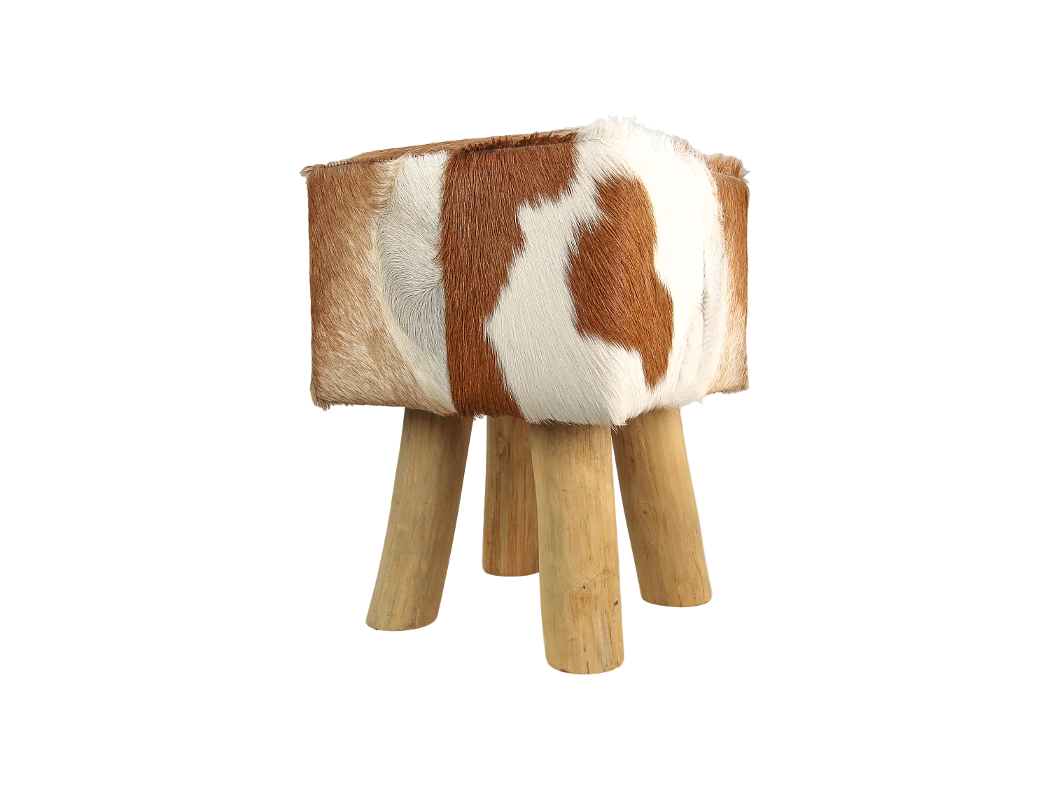 Pouf en peau de chèvre carré - Naturel 33*33*45