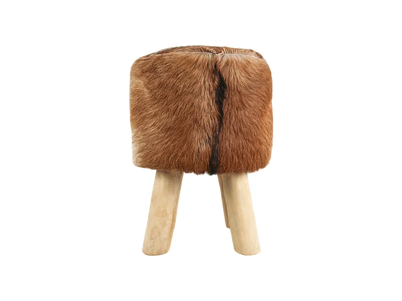 Pouf en peau de chèvre rond - Naturel ø33*45