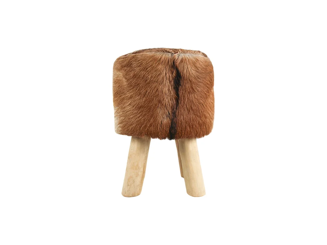Pouf en peau de chèvre rond - Naturel ø33*45