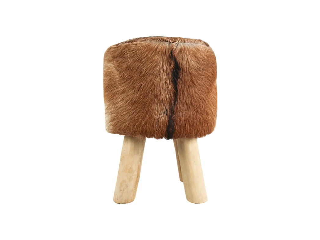 Pouf en peau de chèvre rond - Naturel ø33*45