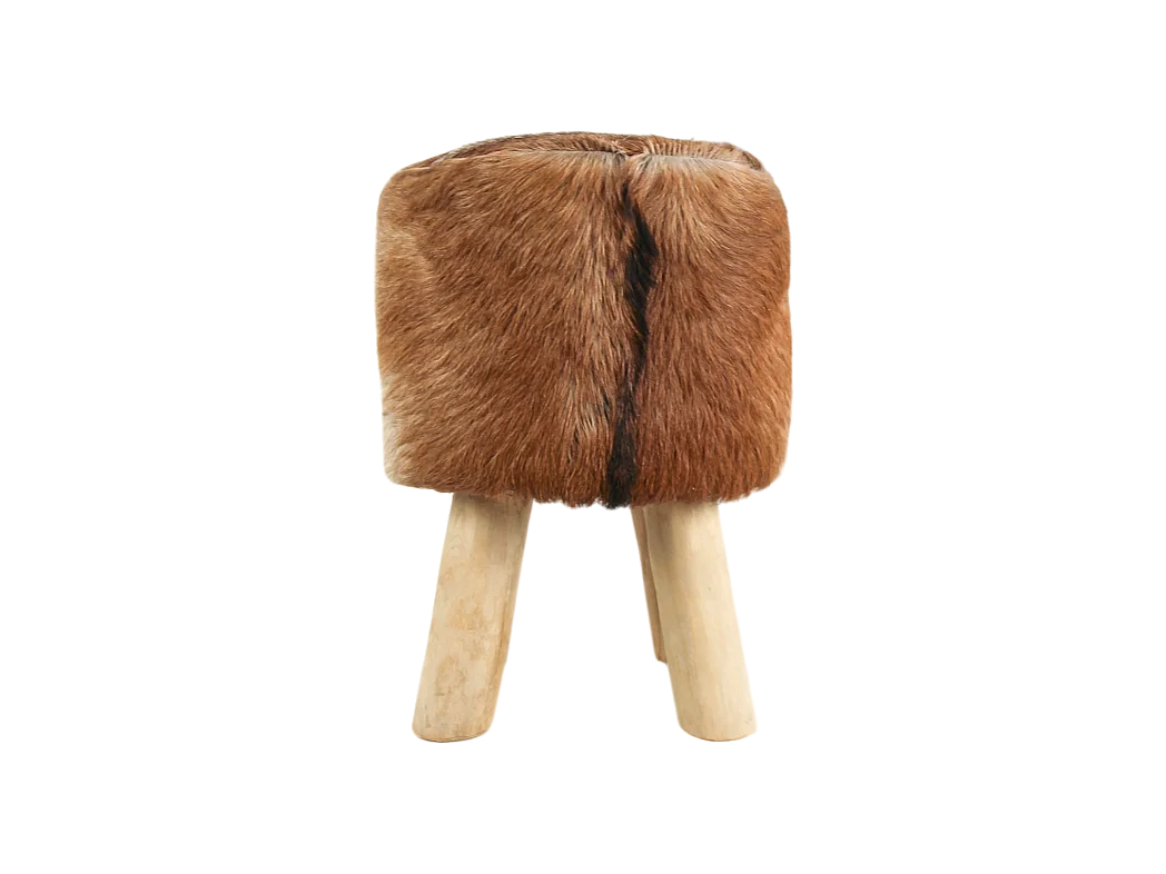 Pouf en peau de chèvre rond - Naturel ø33*45