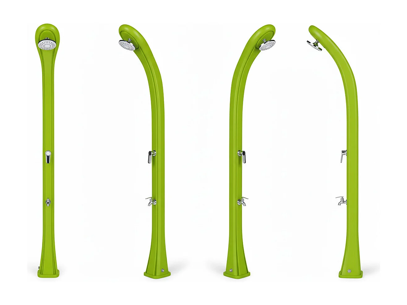 So Happy 28L Formidra - 216x24x26cm HDPE Recyclebar - Fußspülung, Kopfbrause, Mischbatterie Warm/Kalt - Solar Outdoor Dusche 28L  - Grün