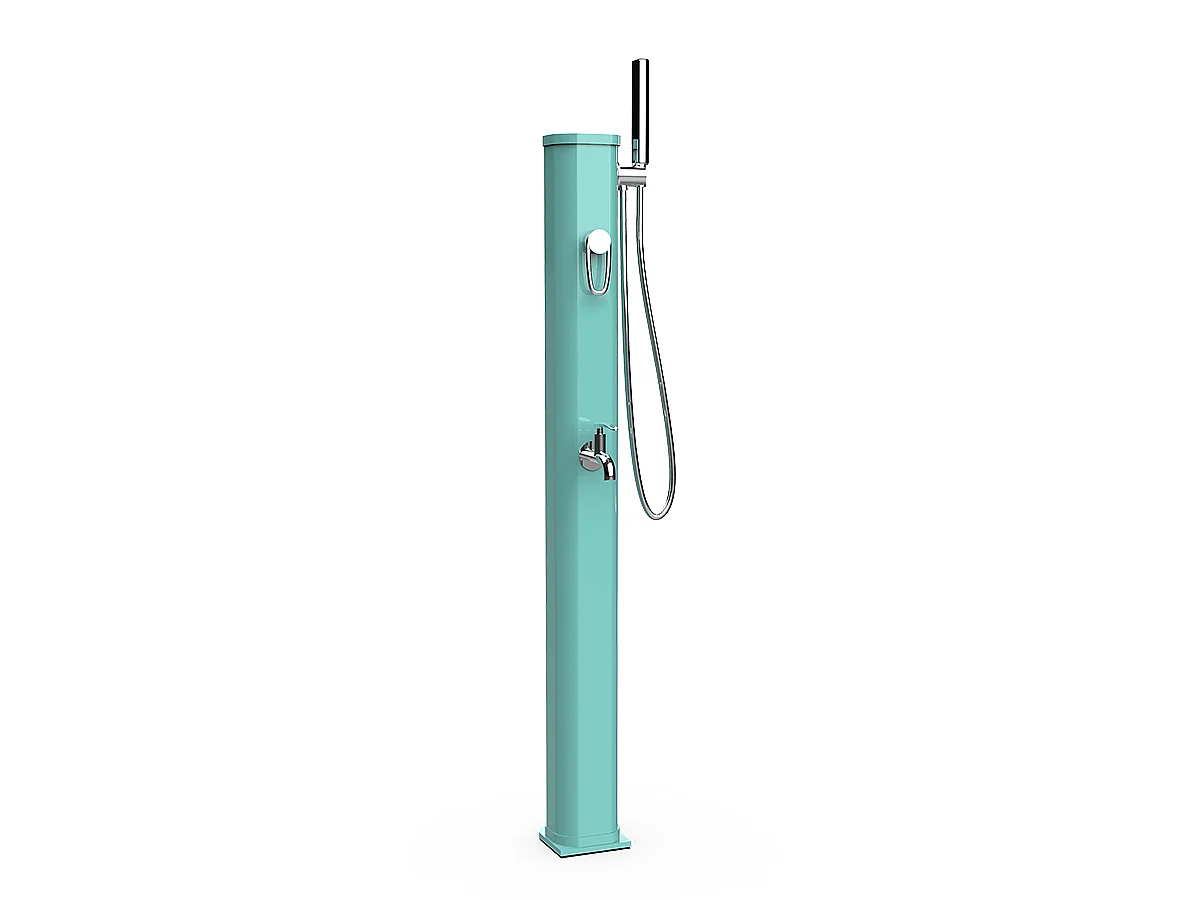 Jolly Go Formidra 20L 24x26x120cm Aluminium Solar Outdoor Dusche - Abnehmbare Handbrause, Mischbatterie und Fußspülung