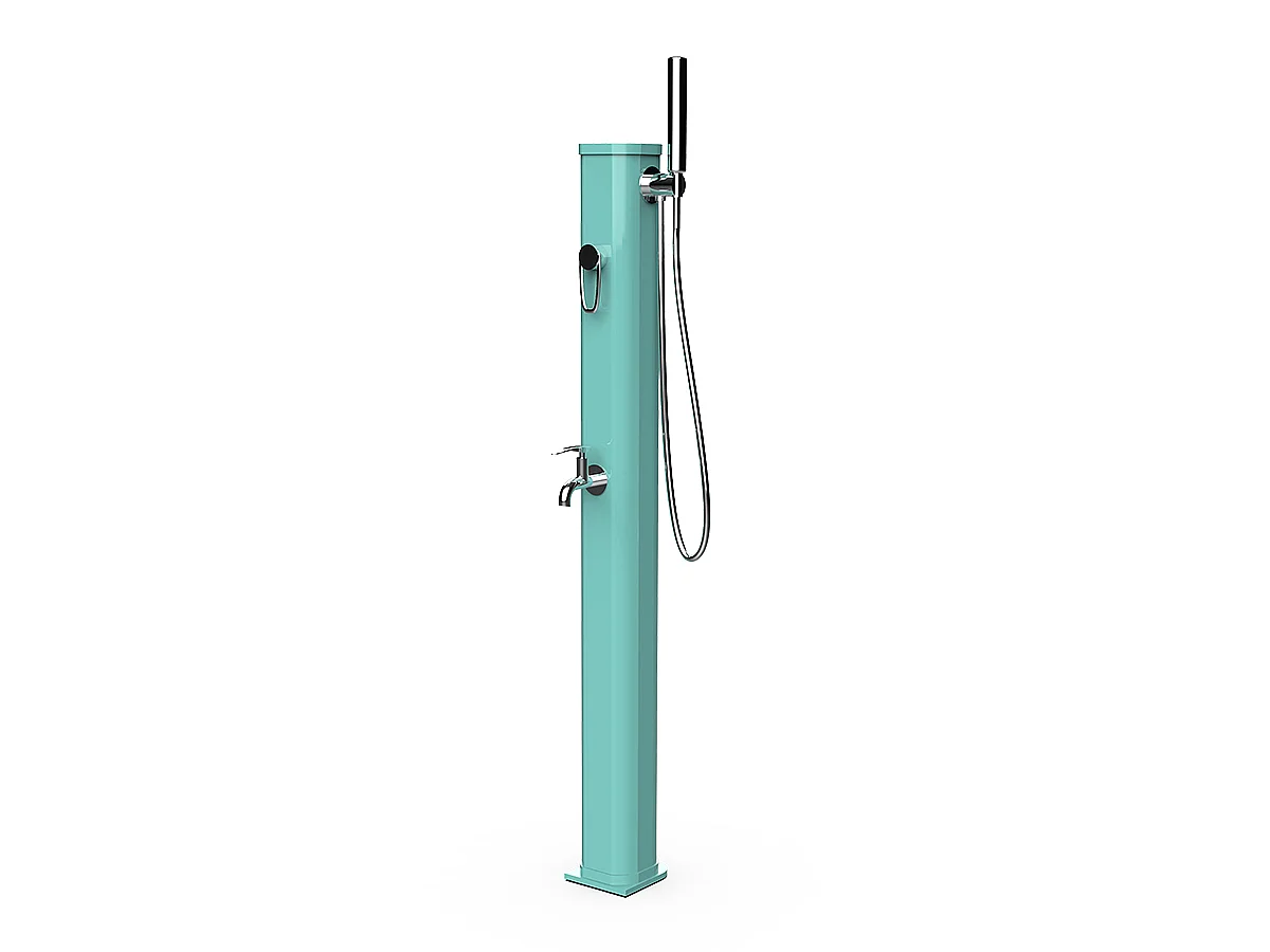 Jolly Go Formidra 20L 24x26x120cm Aluminium Solar Outdoor Dusche - Abnehmbare Handbrause, Mischbatterie und Fußspülung