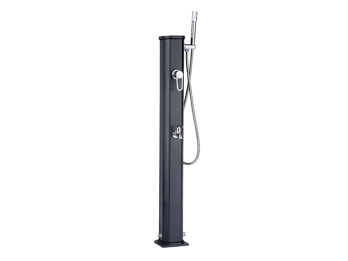 Jolly Go Formidra 20L 24x26x120cm Outdoor Solardusche - Aluminium - Abnehmbare Handbrause, Mischbatterie und Fußspülung 24x26x120cm - Anthrazit