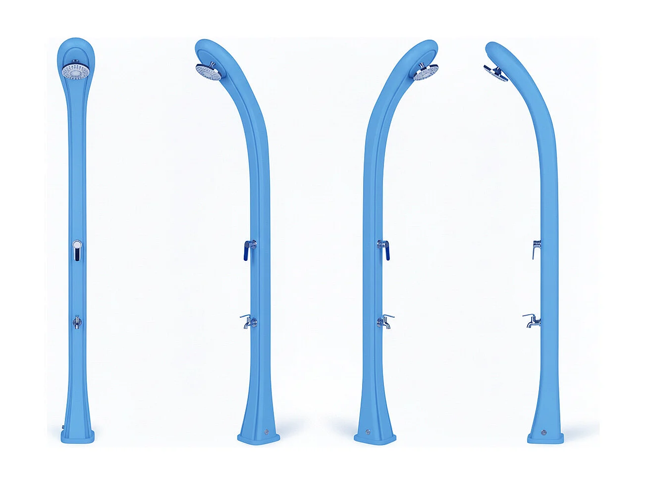 Doccia solare da esterno So Happy 28L Formidra - 216x24x26cm HDPE riciclabile - Risciacquo a pedale, soffione, miscelatore caldo/freddo -  - Blu