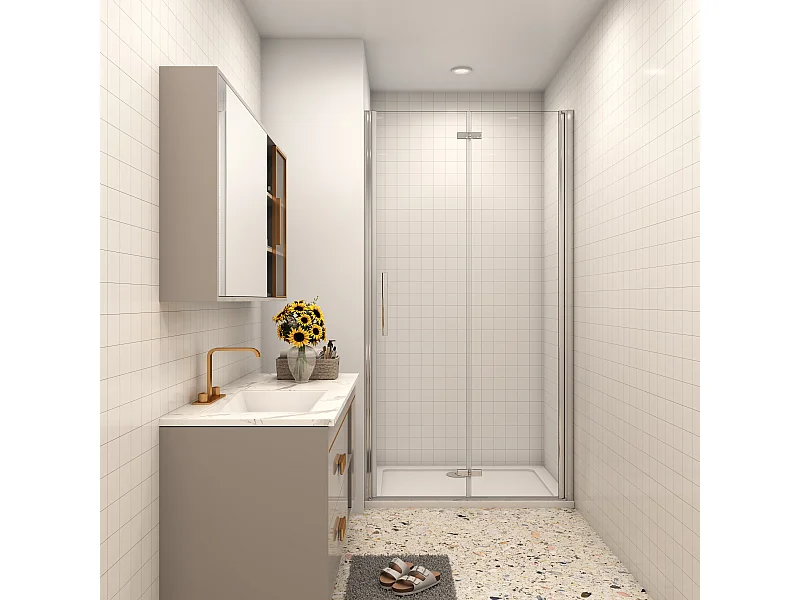 AICA porte de douche 76x185cm 6mm verre clair trempé sécurit