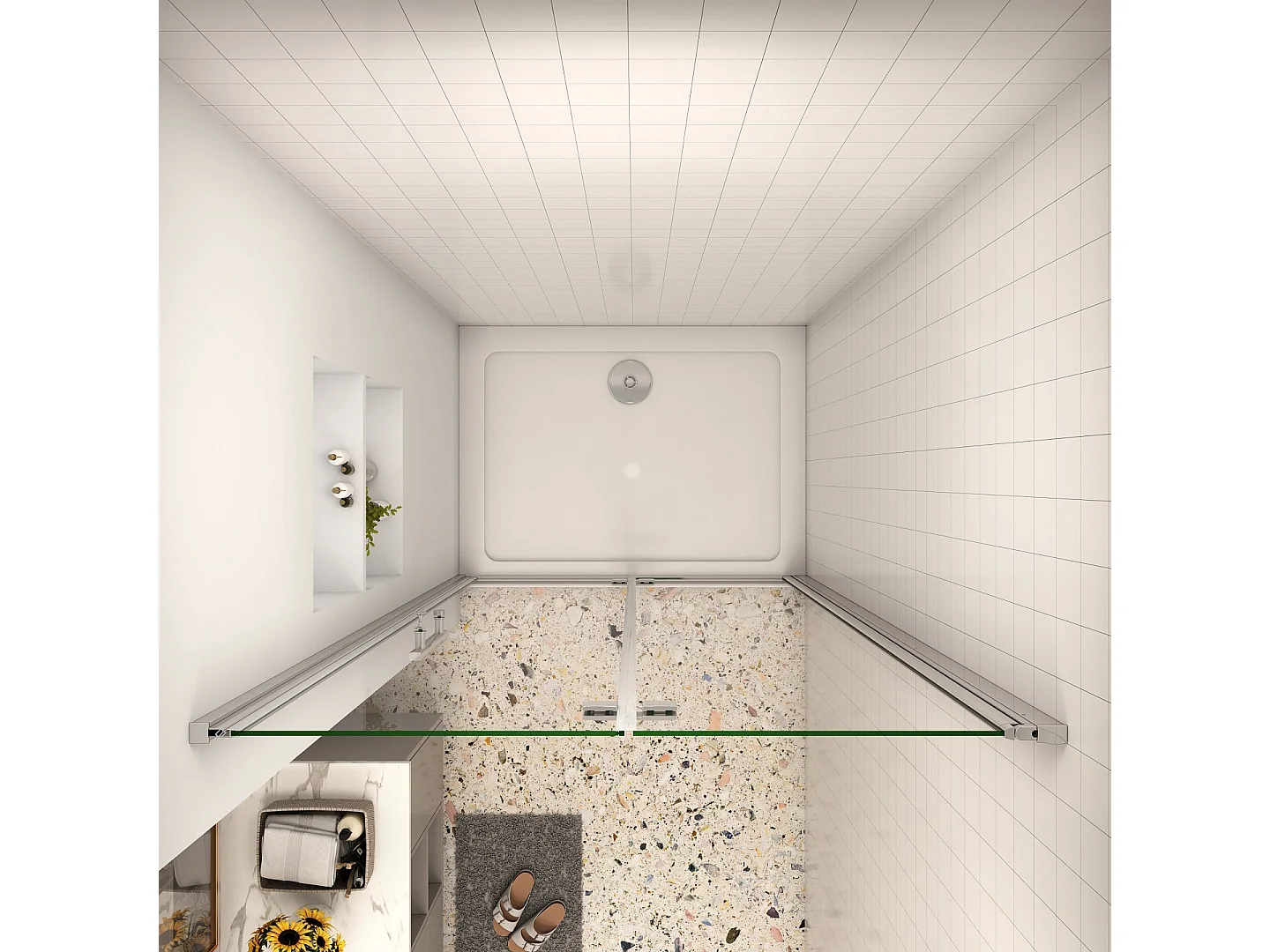 AICA porte de douche 76x185cm 6mm verre clair trempé sécurit