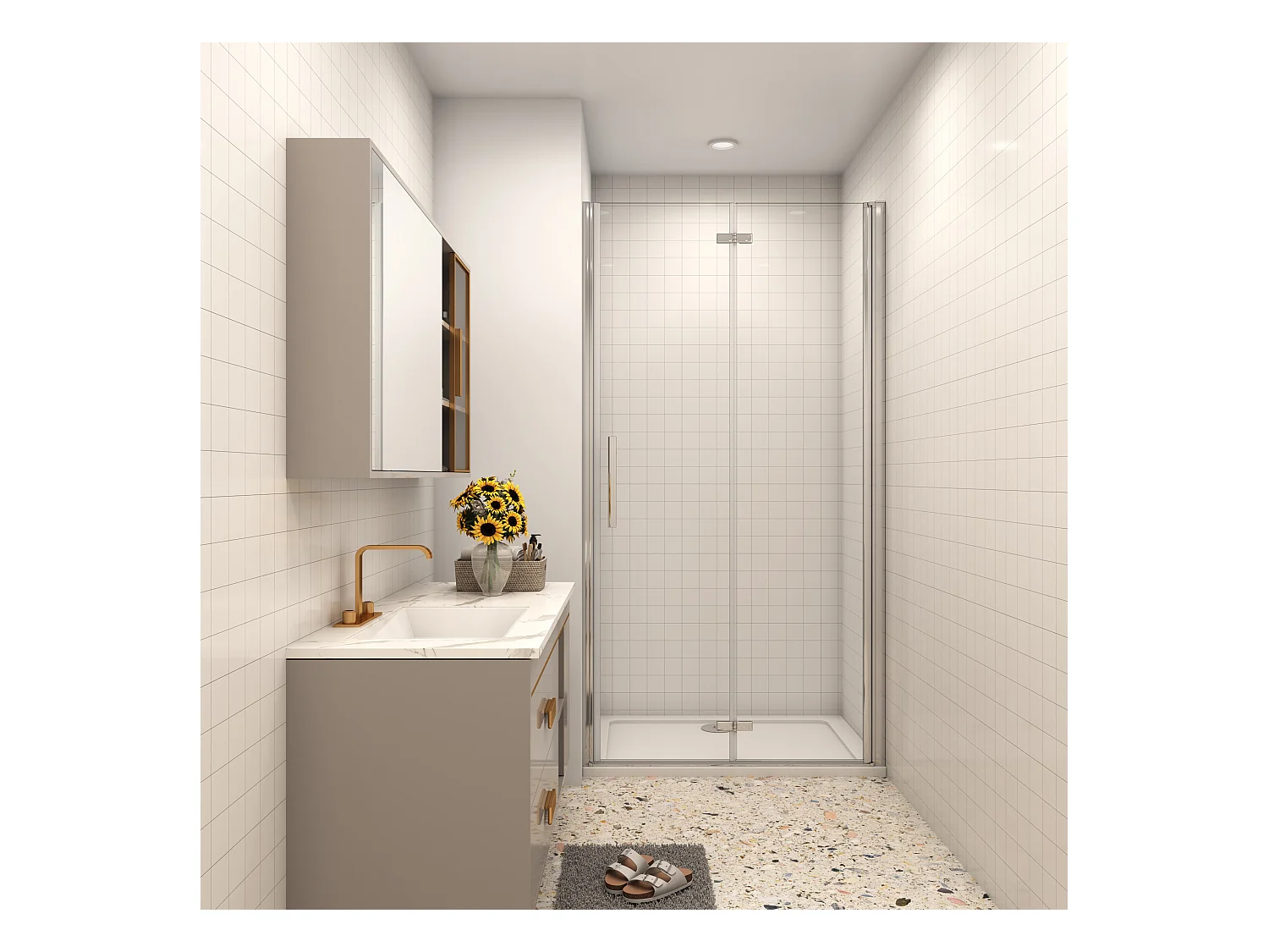 AICA porte de douche 80x185cm 6mm verre clair trempé sécurit