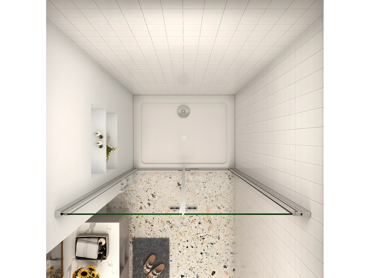 AICA porte de douche 80x185cm 6mm verre clair trempé sécurit