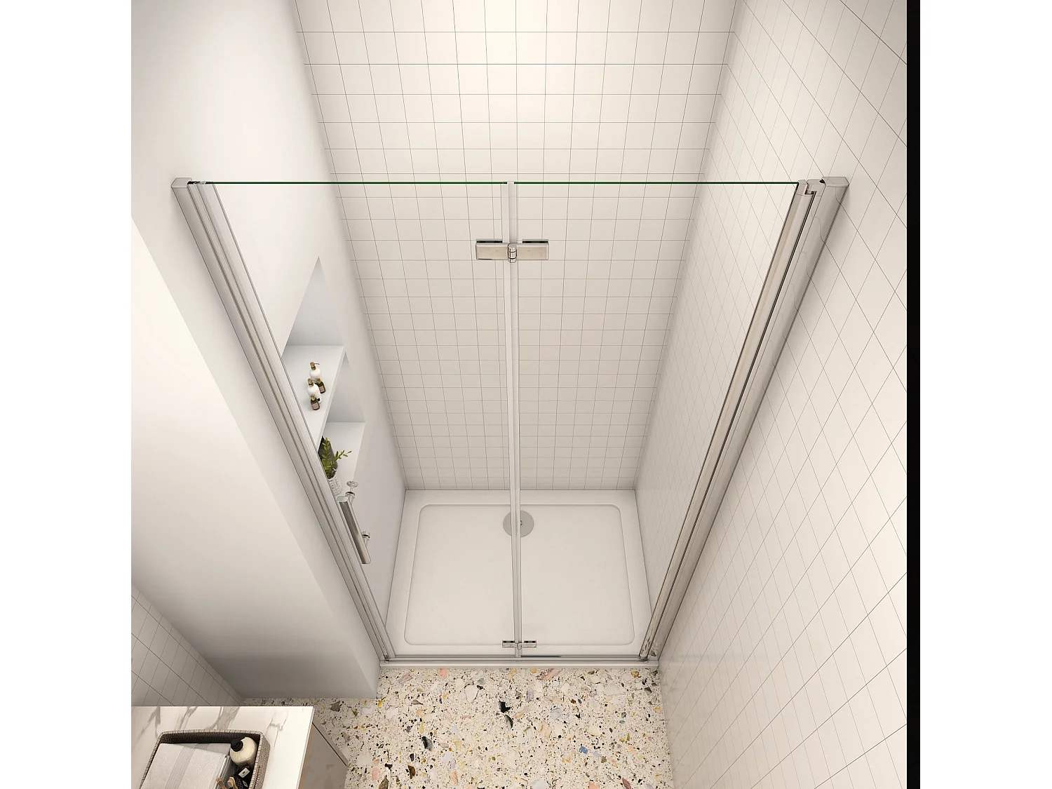 AICA porte de douche 90x195cm verre anticalcaire, installation en niche