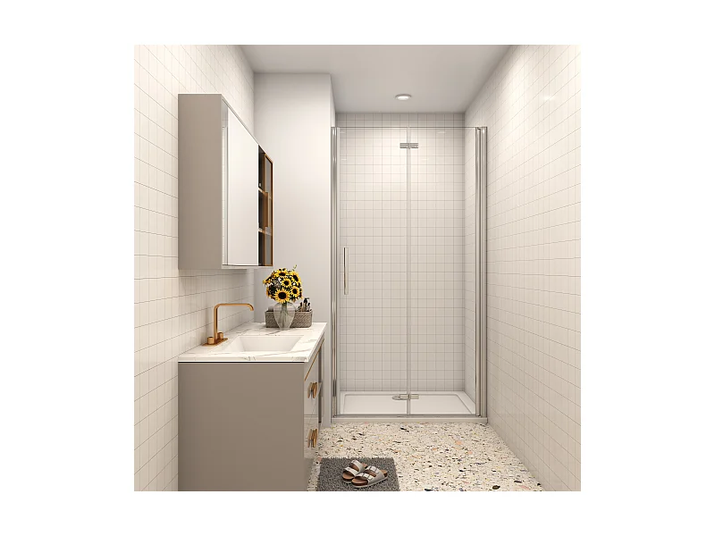 AICA porte de douche 120x195cm verre anticalcaire, installation en niche