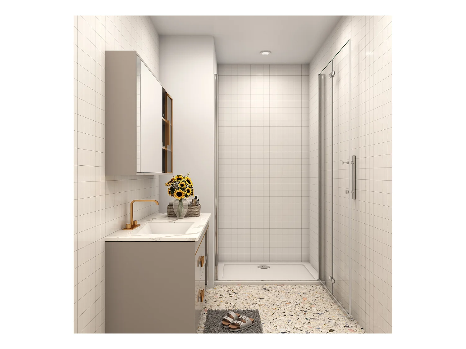 AICA porte de douche 120x195cm verre anticalcaire, installation en niche